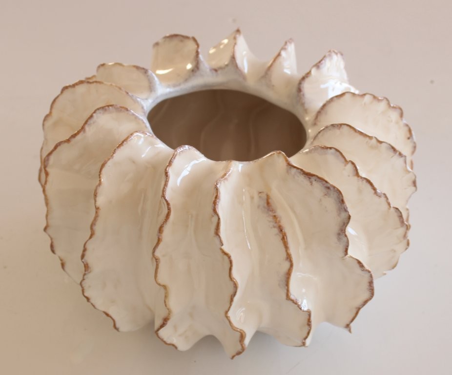 Off White Sea Urchin Ceramic Vase
